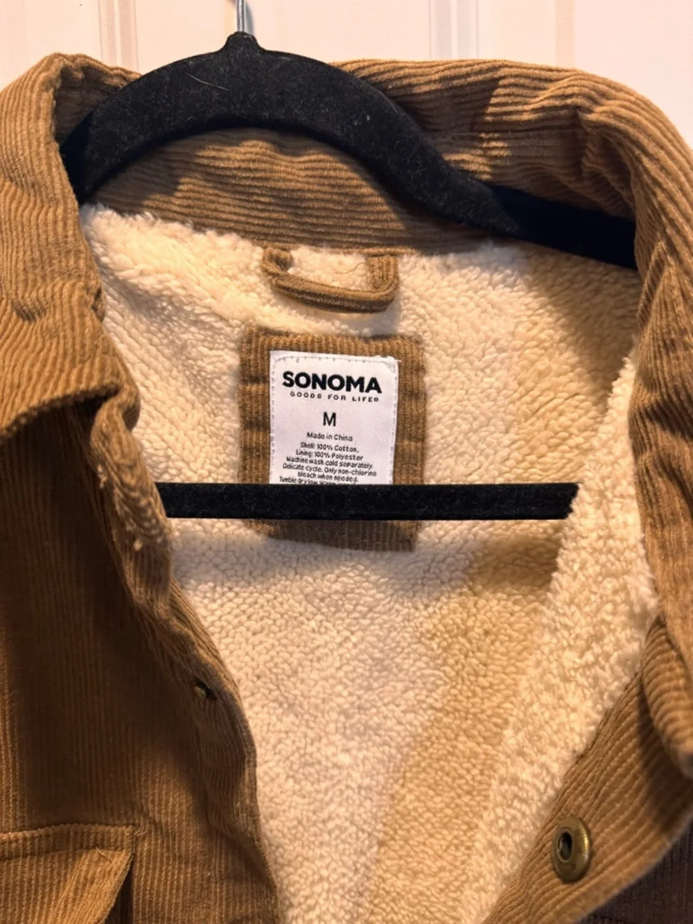 Sonoma Brown Corduroy Sherpa-Lined Shirt Jacket